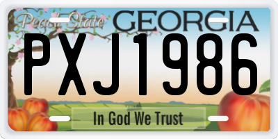 GA license plate PXJ1986
