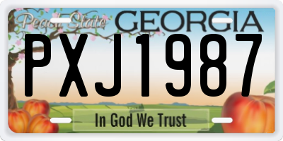 GA license plate PXJ1987