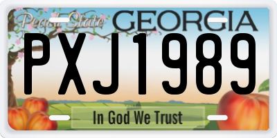 GA license plate PXJ1989