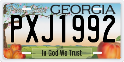 GA license plate PXJ1992