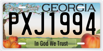 GA license plate PXJ1994
