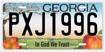 GA license plate PXJ1996