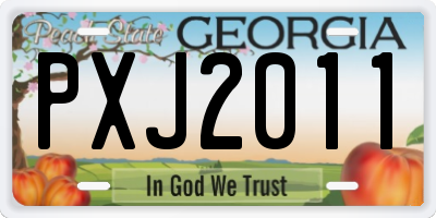 GA license plate PXJ2011