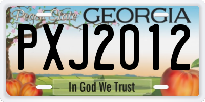 GA license plate PXJ2012