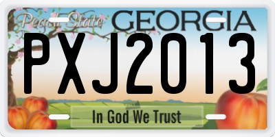 GA license plate PXJ2013