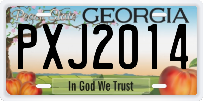 GA license plate PXJ2014
