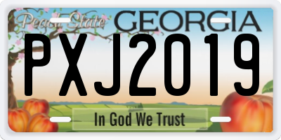 GA license plate PXJ2019