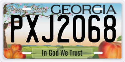 GA license plate PXJ2068