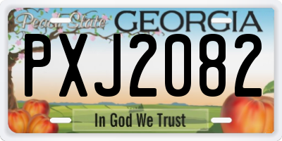 GA license plate PXJ2082