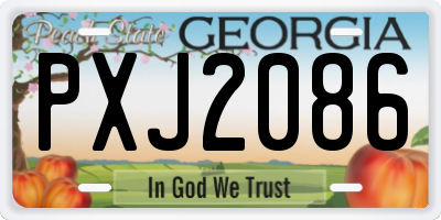 GA license plate PXJ2086