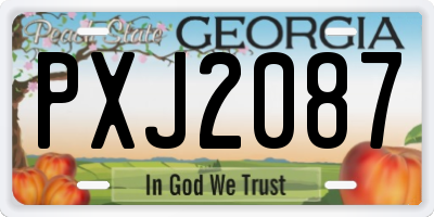 GA license plate PXJ2087
