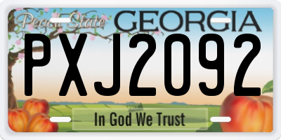 GA license plate PXJ2092
