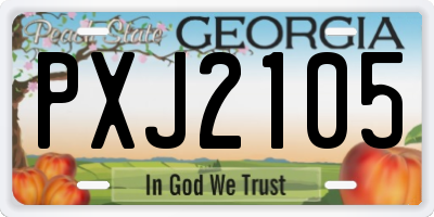 GA license plate PXJ2105