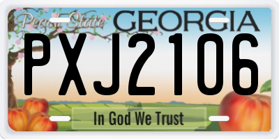 GA license plate PXJ2106