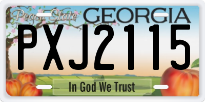 GA license plate PXJ2115