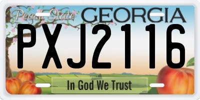 GA license plate PXJ2116