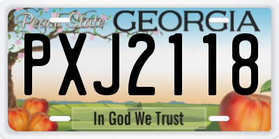 GA license plate PXJ2118