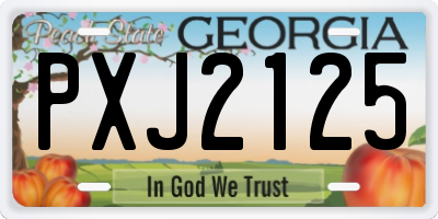 GA license plate PXJ2125