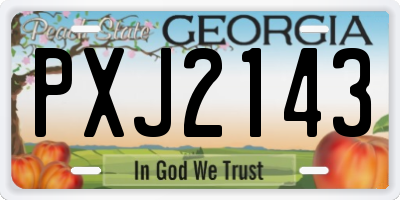 GA license plate PXJ2143