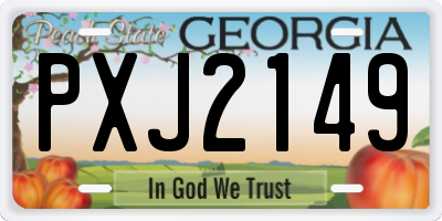GA license plate PXJ2149