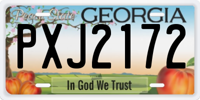 GA license plate PXJ2172