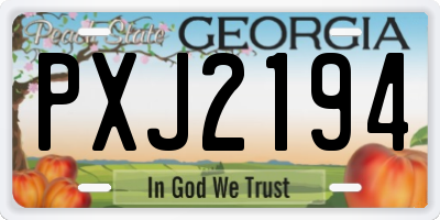 GA license plate PXJ2194