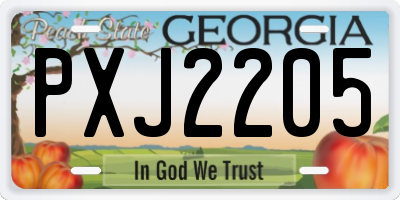 GA license plate PXJ2205