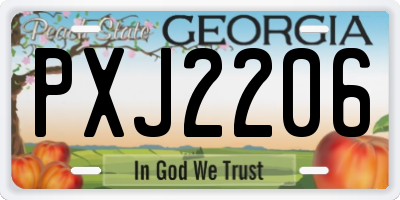 GA license plate PXJ2206