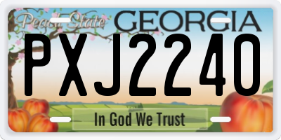 GA license plate PXJ2240