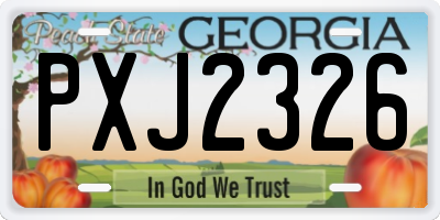 GA license plate PXJ2326