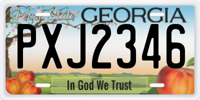 GA license plate PXJ2346
