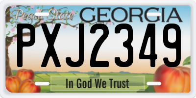 GA license plate PXJ2349