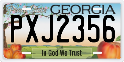 GA license plate PXJ2356