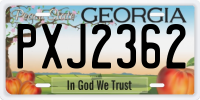 GA license plate PXJ2362
