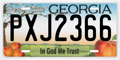 GA license plate PXJ2366
