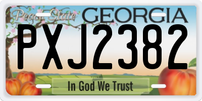 GA license plate PXJ2382