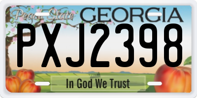 GA license plate PXJ2398