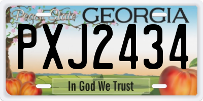 GA license plate PXJ2434