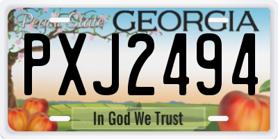 GA license plate PXJ2494