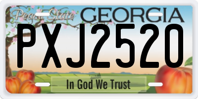 GA license plate PXJ2520