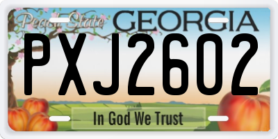 GA license plate PXJ2602