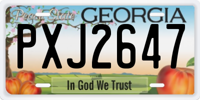 GA license plate PXJ2647