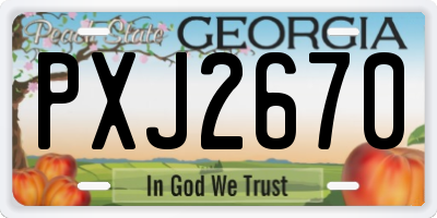 GA license plate PXJ2670