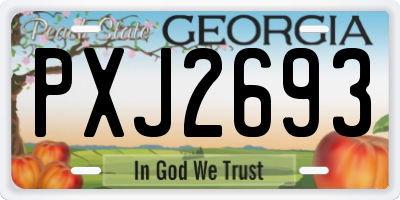 GA license plate PXJ2693