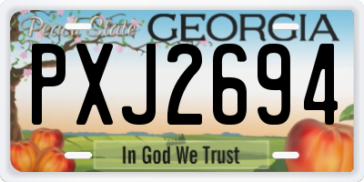 GA license plate PXJ2694
