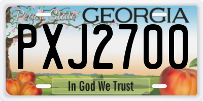 GA license plate PXJ2700