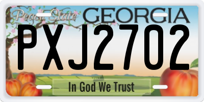 GA license plate PXJ2702