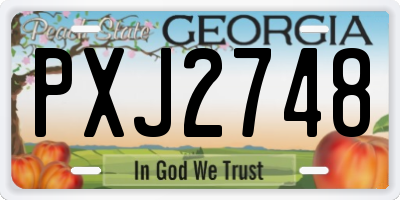 GA license plate PXJ2748