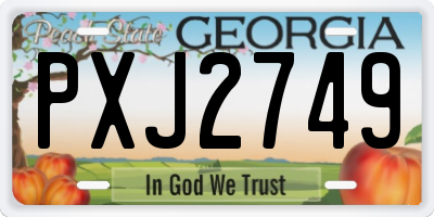 GA license plate PXJ2749