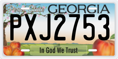 GA license plate PXJ2753